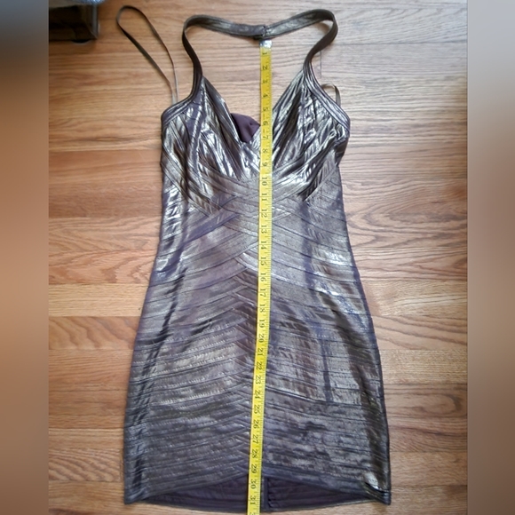 BCBGMaxAzria Metallic Gold Halter Mini Dress - Picture 14 of 14